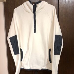 MEC Fleece Hoodie with buttons and pockets, cream/white - size Large